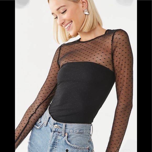 Forever 21 Tops - F21 Back Sheer Clip Dot Top ❤️NWT S
